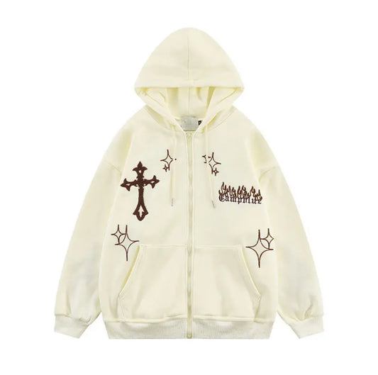 Embroidered Star Zip Up
