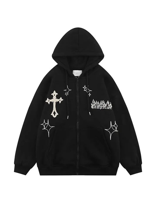 Embroidered Star Zip Up